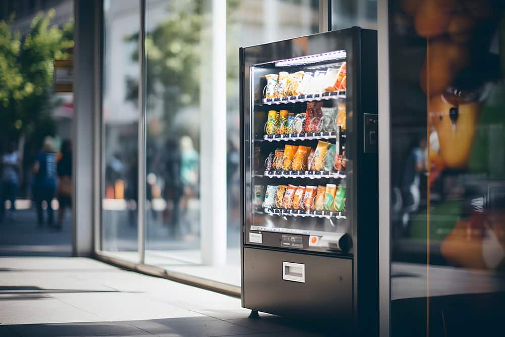 Snack vending machine in metropolitan area